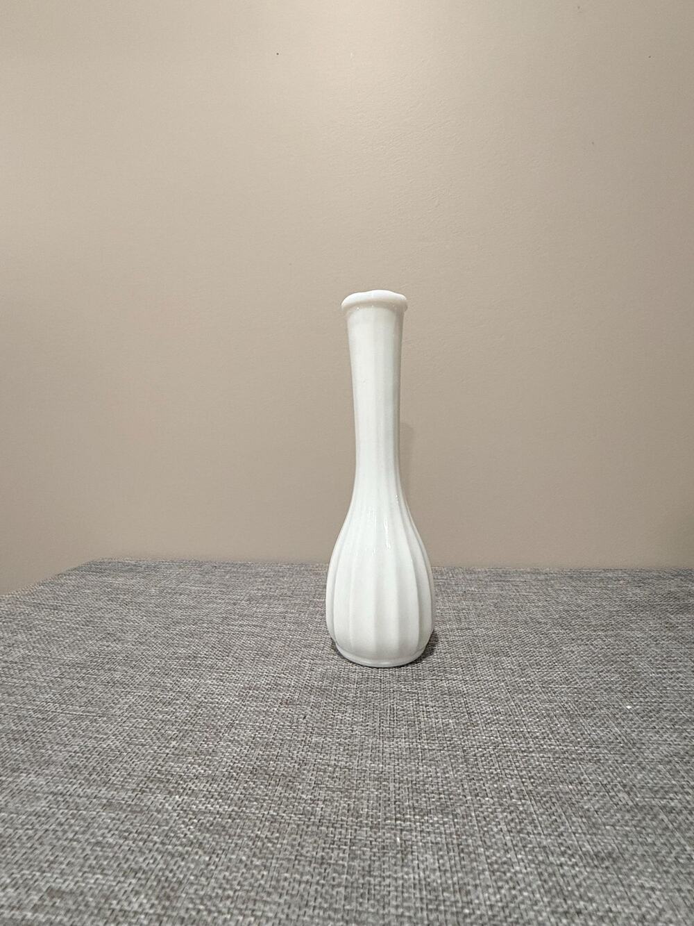 Vintage White Milk Glass Bud Vase, C.L.G. C.O. , Marked Ribbed Fluted,Farmhouse